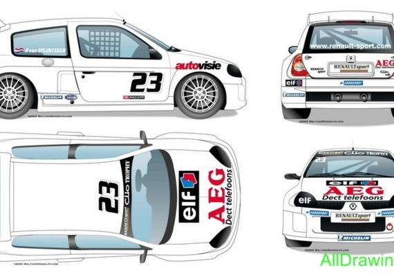 Renault Clio Sport V6 (Renault Clio Sport B6) - drawings (drawings) of the car